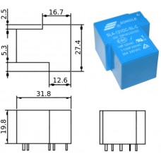 Реле SLA-12VDC-SL-C / I=30A / U=250V / Ucoil=12VDC / NO/NC / 32x27x20mm / SONGLE 