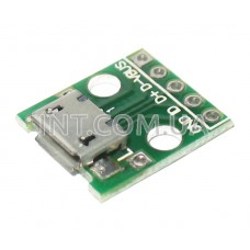 Переходник гнездо USB micro - DIP5 (2.54mm) / на плате с отв. для крепления / 16x14mm 