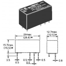 Реле  G2RL-1-E 12VDC-12DC / I=16A / U=250VAC/30VDC / Ucoil=12VDC / 2NO/NC / 29.0x12.7x15.7mm / OMRON