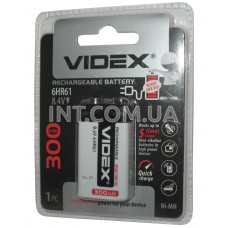 Аккумулятор / Ni-MH / Крона / 6HR61 / 300mAh / 8,4V / Videx