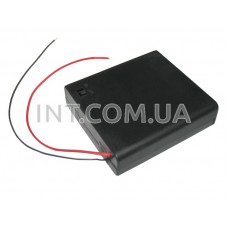 Корпус батареек 4-x АА с крышкой и перекл. ON-OFF  + провод, 70x65х19mm