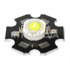 Светодиод / D=20mm / белый холодный 6000K / 220Lm / Imax=700mA, P=3W / 130° / на радиаторе 