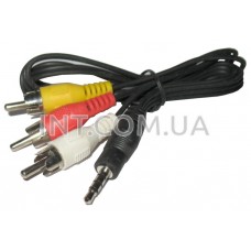 Кабель стерео 3,5mm на 3 RCA (тюльпан) / L=1m
