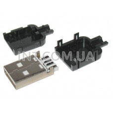 Штекер USB A / на кабель + корпус (черный) / 4 вывода / CN-03-04