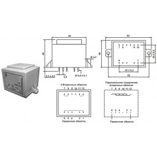 Трансформатор ТН 42/20 G / P=7.5VA / Uin=220V / Uout=2x6V / 64х46х40mm / ТорТранс 