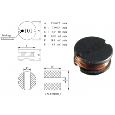 Дроссель / 68mkH / I=3.5A / SR1307-680KS / SMD / +-10%, D=13mm/h=7mm
