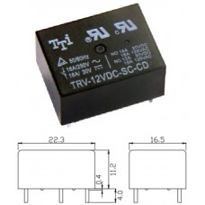 Реле TRV-12VDC-SC-CD / I=16A / U=250VAC/30VDC / Ucoil=12VDC / NO/NC / 22.3x16.5x11.2mm / TAI