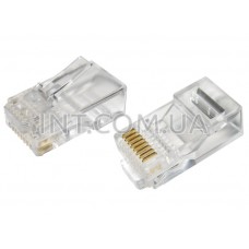 TP8-8P8C / вилка телефонная на кабель RJ 45 / 8 контактов / для сквозного подключения