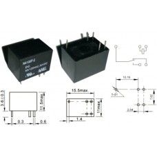 Реле N4100F2-CHS5-DC12V / I=5A / U=125VAC/30VDC / Ucoil=12VDC / NO/NC / 15x11x11mm / NINGBO /5 ножек