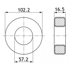 Сердечник - кольцо распыленное железо / 102.2 x 57.2 x 16.5 mm / µ=75 / T400-52
