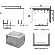 Трансформатор ТН 30/12 G / P=1.8VA / Uin=220V / Uout=12V / 33х28х24mm / ТорТранс