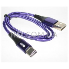 Кабель USB A - USB type C (тип C) / L=0.5m / фиолетовый, тканевая оплетка