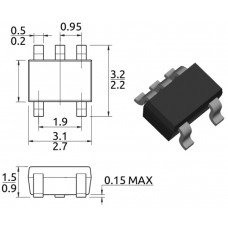 AP2204K-ADJTRG1 / лин. стаб. положит. / Uin=2.6...24V,Uout=1.24...22V, Iout=200mA / SOT23-5 / DIODES