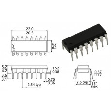 4053E (CD74/HC) / 2 эл. 4-х канальный аналоговый мультиплексор/демультиплексор / DIP16 / TI  