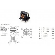 Дроссель / 1mH / I=1.6A / UF10V2-102YS/ 18.5x17x23mm, U=250V, проходной фильтр