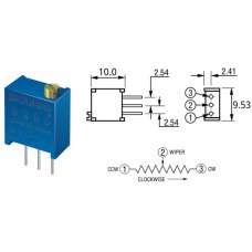 100K Om многооборотный винт сверху / 3296W-1-104