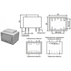 Трансформатор ТН 30/12 G / P=1.8VA / Uin=220V / Uout=2x18V / 33х28х24mm / ТорТранс