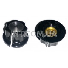 Ручка переменного резистора / черный с светлой вставкой / звезда / D1=20mm, D2=15mm, d=6.1mm, h=11mm