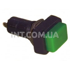 Кнопка корпусная / 250V / 3A / с фиксацией / прямоугольная / круглая резьба, зеленый цв. 