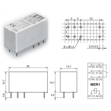 Реле MER1-230AC / I=16A / U=250VAC / Ucoil=230VAC / 1C/O / 29x12.7x15.7mm / ETI