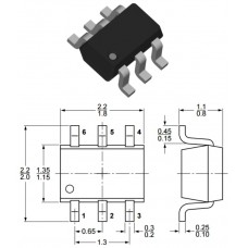 BCR22PNF / транзистор PNP-NPN / Ic=0.1A / Uce=60V / f=100MHz / SOT-363 / DIOTEC