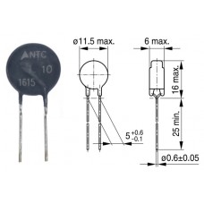 Термистор (терморезистор) / 10E Om (25°C) / B57236S0100M000 / Imax=3.5A / Pmax=2.1W / EPCOS