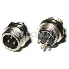 Штекер XLR монтажный / MIC-333 mini / серый металл / 3 вывода