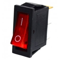 Переключатель клавишный / 250V / 15A / 3 конт. / IRS-101-1С / с фикс. / с подсв. / кр. ,2 пол. ,узк.