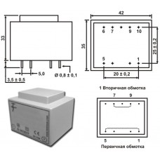 Трансформатор ТН 38/13 G / P=4.5VA / Uin=220V / Uout=24V / 42х35х33mm / ТорТранс 