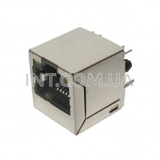 8P8C, RJ45 / розетка на плату сетевая (вертикальная) / 8 контактов / c индикаторами