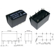 Реле 4078 (SRC-24VDC-SL) / I=1A / U=125VAC/30VDC / Ucoil=24VDC / 2NO/NC / 20x10x12mm / SONGLE