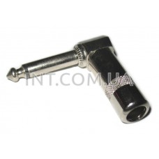 Штекер аудио / 6,35 mm / моно / на кабель / 2 вывода / металл, угловой