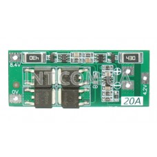 BMS модуль защиты 2S Li-Ion (Li-Po) аккумуляторов / Imax=20A, U=8,4V, баланс.., 48x30mm