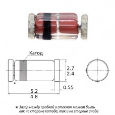 Диод выпрямительный / LL4007 / I=1A / U=1000V / I=1A / U=1000V / DO-213/MELF