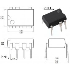 LNK306PN / ШИМ контроллер + MOSFET транзистор, для ACDC / DIP8B / PI
