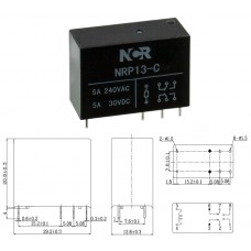 Реле NRP-13-C-12D-H / I=5A / U=240VAC/30VDC / Ucoil=12VDC / 2NO/NC / 29.2x12.8x20.6mm / NCR