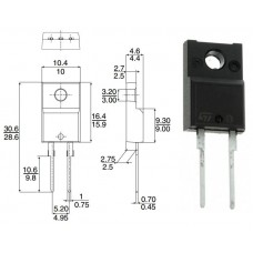 Диод быстродействующий / STTH15R06FP / I=15A / U=600V / TO-220FPAC / STM / t=50ns