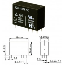 Реле JQX-141FF-1C-S-16-DC12V-0.54-5.0 / I=16A / U=250VAC/30VDC / Ucoil=12VDC / NO/NC /29x12.6x20.6mm