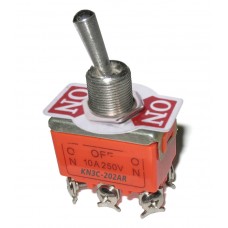 Тумблер / 250V / 10A / 2гр. по 3 контакта / KN3C-202AR / ON-OFF-ON