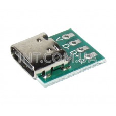 Переходник гнездо USB type-C (тип C) - DIP4 (2.54mm) / на плате / 15x12mm