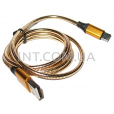 Кабель USB A - USB type C (тип C) / L=1m / золотистый, металл. оплетка