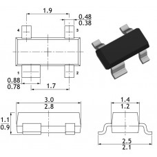 BFG67X / транзистор NPN / Ic=0.05A / Uce=10V / f=7.5GHz / SOT143B / PH 