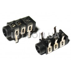 Гнездо аудио / 3,5 mm / стерео / на плату / 5 выводов / пластик, черный