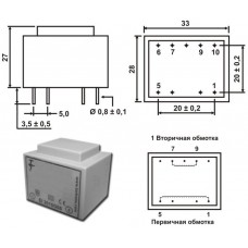 Трансформатор ТН 30/15 G / P=2VA / Uin=380V / Uout=12V / 33х28х27mm / ТорТранс