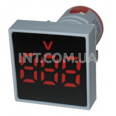 Вольтметр встраиваемый на панель / AD16-22FSV(S1) / Umsr=60...500VAC, крас., квадр. корпус, 30x47mm 