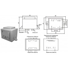 Трансформатор ТН 48/25 G / P=16.0VA / Uin=220V / Uout=2x9V / 69х43х44mm / ТорТранс