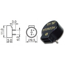 Пьезозуммер HC0905A / 3.2kHz / 85dB / 5V / 80mA / D=9.5mm, h=5mm / JL World / R=40 OHm 