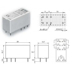Реле MER2-024 DC / I=8A / U=250VAC / Ucoil=24VDC / 2NO/NC / 29x12.7x15.7mm / ETI