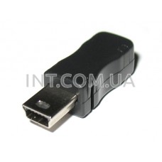 Штекер USB mini / на кабель + корпус, узкий (черный) / 5 выводов
