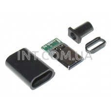 Штекер USB Type-C / на кабель + корпус (черный) / 4 вывода / USB2.0 